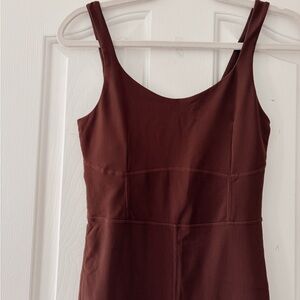 WILO Dark Chocolate Ribbed Flare Athletic Jumpsuit